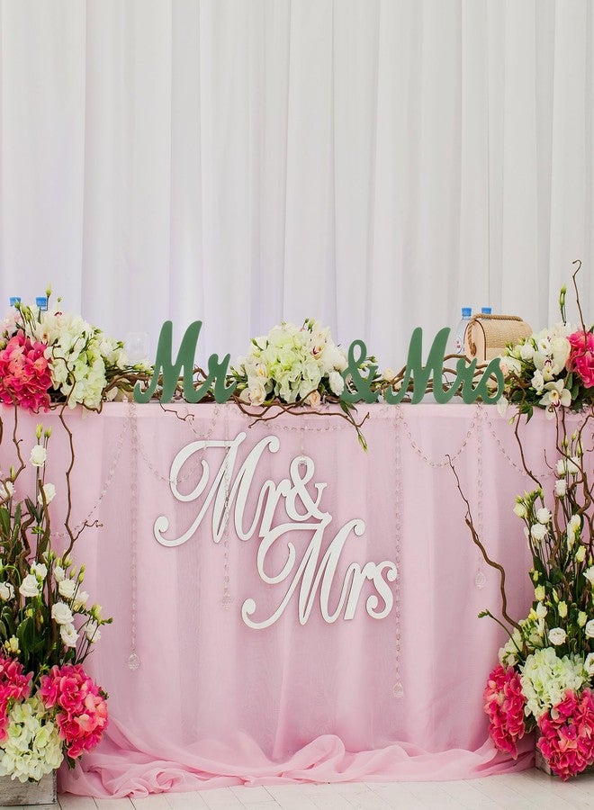 AceOrbit Sage Green Mr & Mrs Sign Table Decor Rustic Wooden Freestanding Letters Table Centerpieces Sage Green Wedding Wooden Photo Booth Props for Wedding Party Decorations Supplies - Image 4